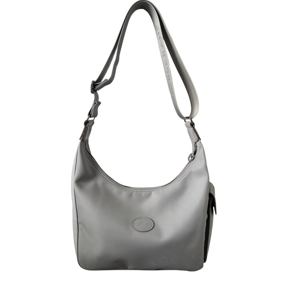 Longchamp Paris Le Pliage Gray Nylon Hobo Shoulder Crossbody Bag